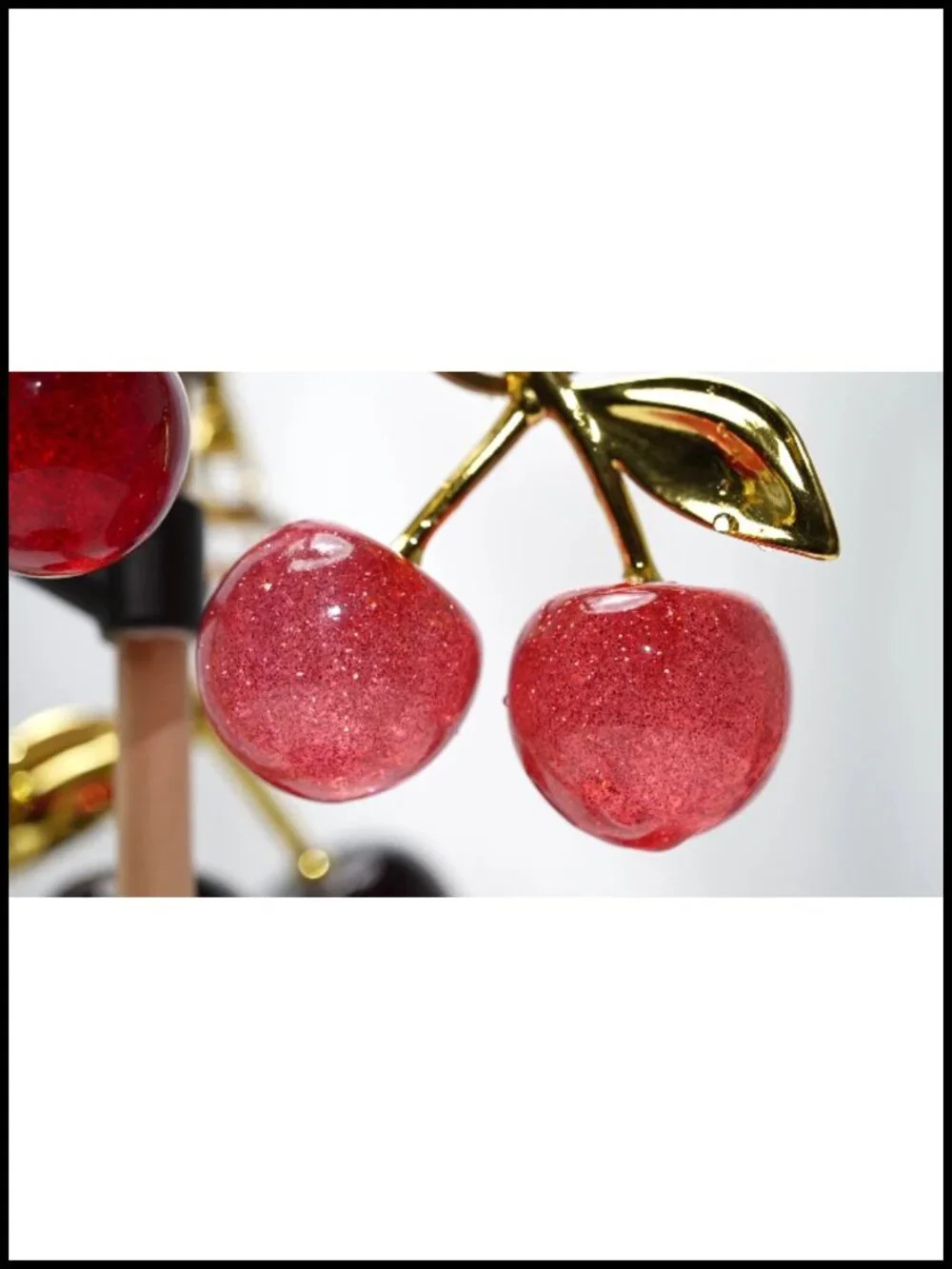 Glitter Cherry Keychain Set Bling Bag Charm for Women Handbag Accessories Resin